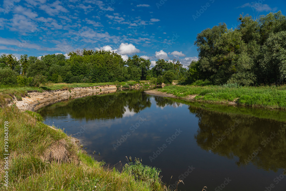 landscape with erosion on a fragment of the bank of Bug river in lubelskie voivodship, poland landscape with erosion on a fragment of the bank of Bug river in lubelskie voivodship, poland