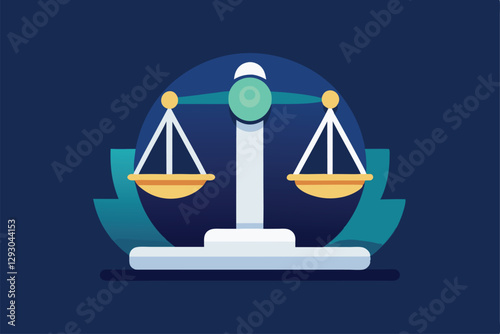 The design showcases a balanced scale symbolizing justice for online court proceedings, Design a sleek icon for a virtual courtroom platform, minimalist simple modern vector logo design