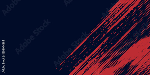 Red halftone dots blue color pattern gradient grunge texture background. Dot pop art comic sport  grunge texture