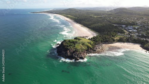 Panoramic View Of Norries Headland With Maggies Beach And Cabritas Beach In New South Wales, Australia - Drone Shot photo