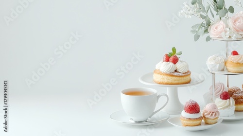 Wallpaper Mural Delightful green tea in ceramic cup with sweet treats cozy setting food photography elegant viewpoint Torontodigital.ca