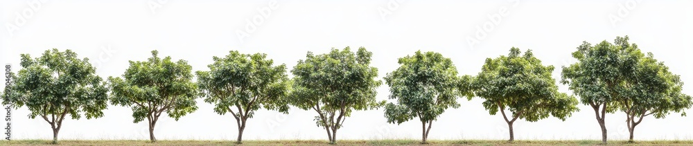 Lush Green Trees Aligned in a Serene Landscape Under Clear Sky for Natural Beauty and Tranquility Lush Green Trees Aligned in a Serene Landscape Under Clear Sky for Natural Beauty and Tranquility