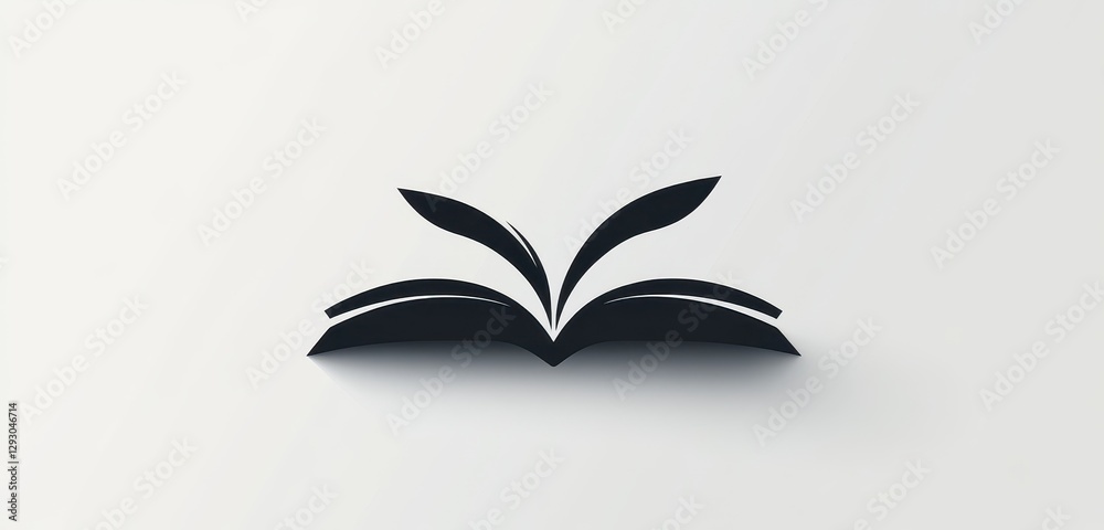 Open Book Icon with Leaves Symbolizing Knowledge and Growth in Minimalist Design Open Book Icon with Leaves Symbolizing Knowledge and Growth in Minimalist Design