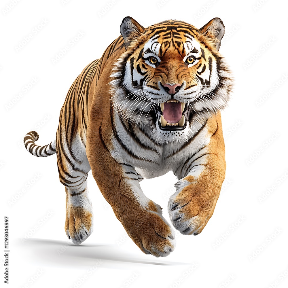 Fototapeta premium Running Tiger Wild Cat Big Cat Predator Jungle Animal