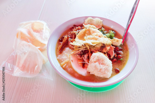 Chicken Porridge and Crackers on the table