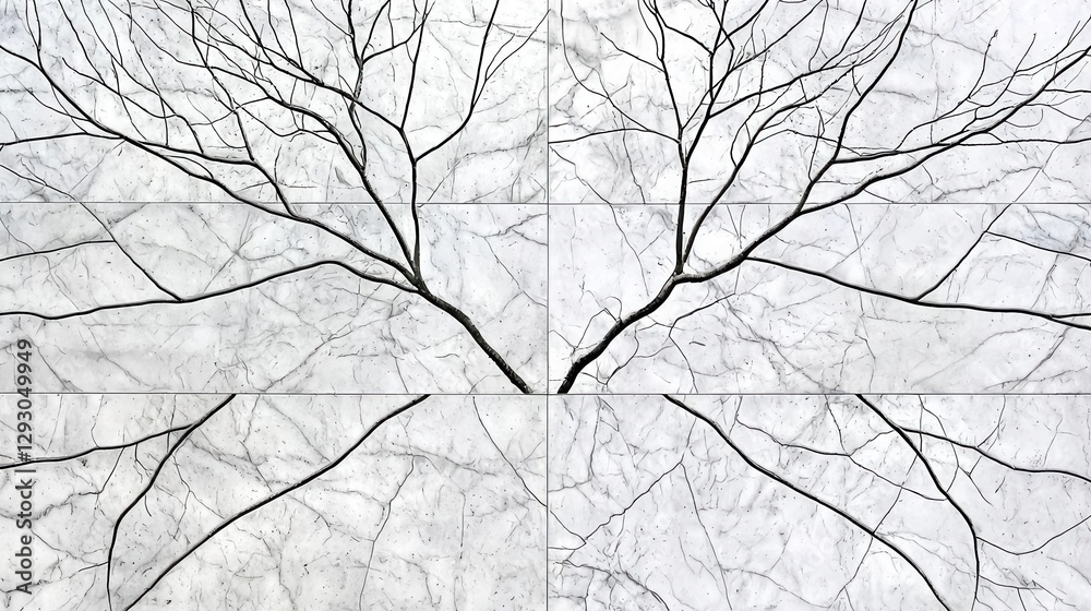 Obraz premium Abstract branches on marble background, unique patterns and textures.