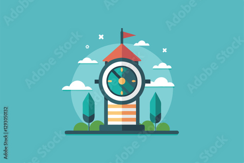 A creative clock design showcases simplicity with a modern aesthetic, featuring vibrant colors and minimal elements, Embracing simplicity and minimalism to create a timeless and timeless design