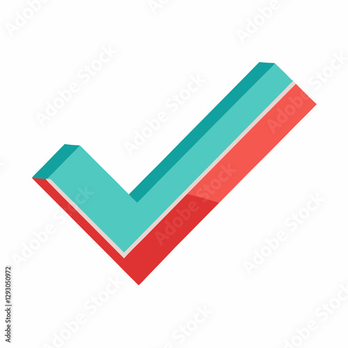 Check Mark icon in teal and red on white background