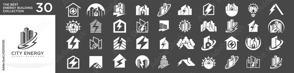 Fototapeta premium set of Energy city Logo design. power Icon Symbol . vector Illustration