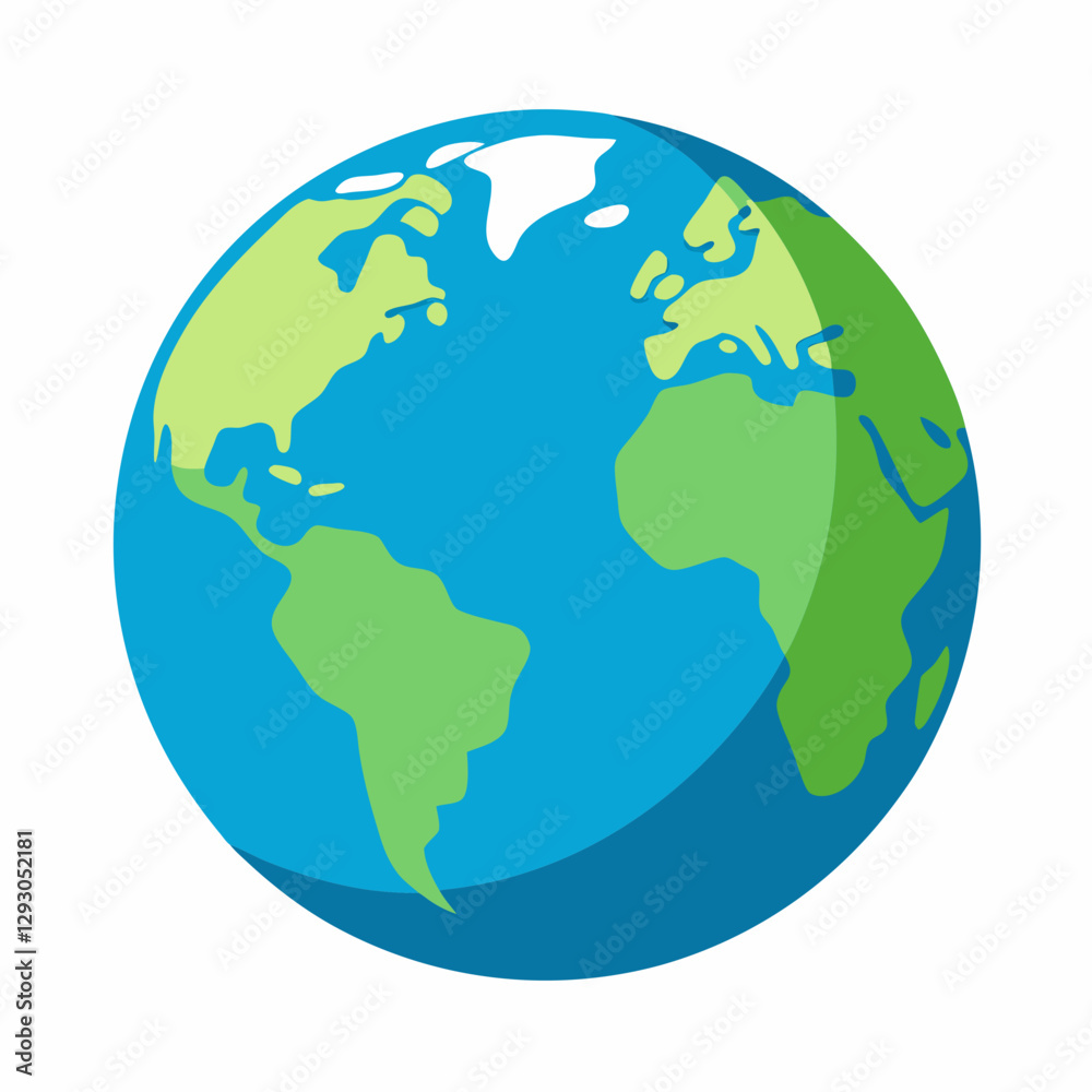 Globe icon representing Earth in blue and green colors Globe icon representing Earth in blue and green colors