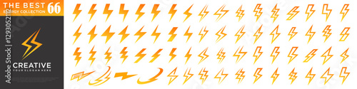 Lightning icon set . electric sign and symbol. power icon. energy sign . vector illustration