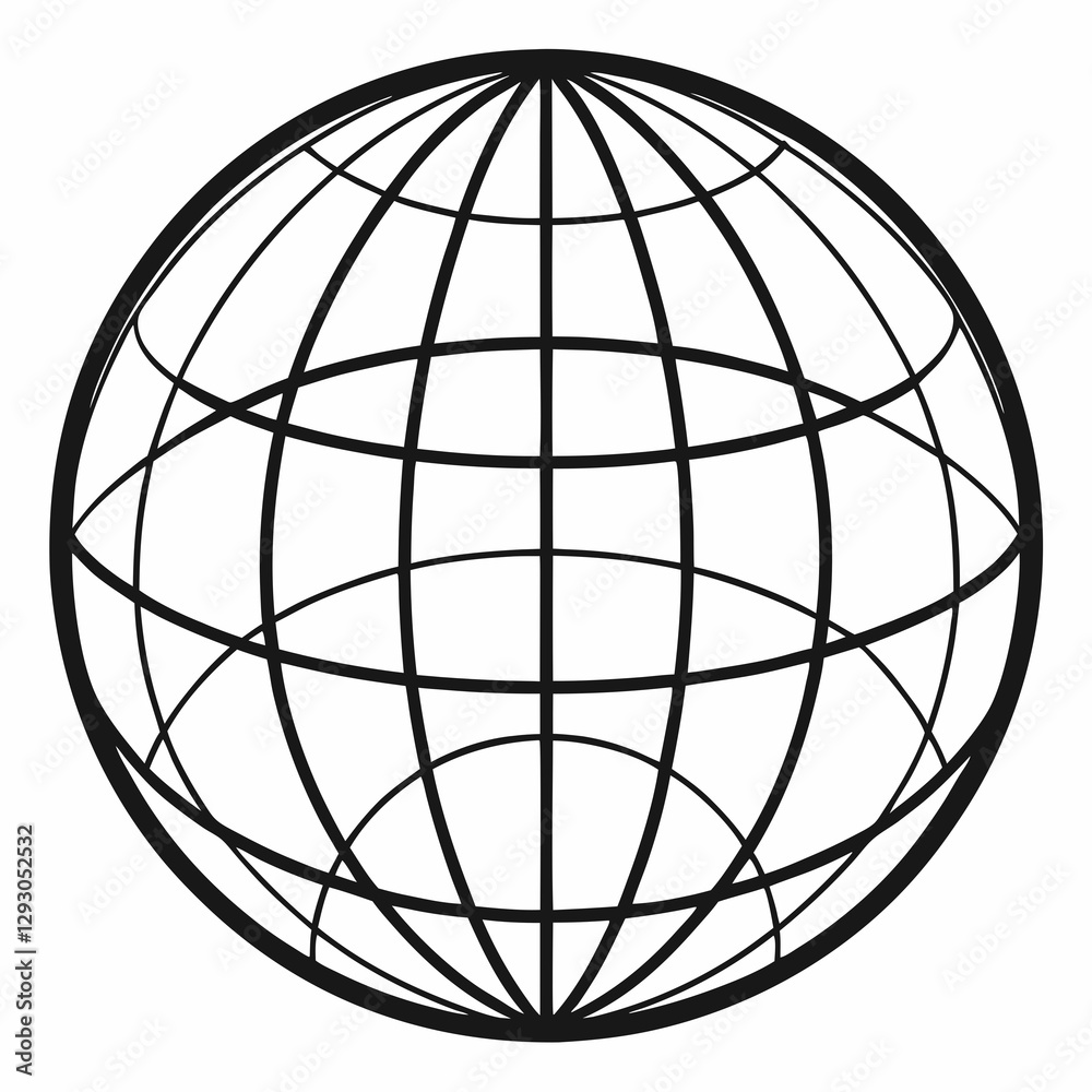 Obraz premium Globe Wireframe icon illustration on a white background