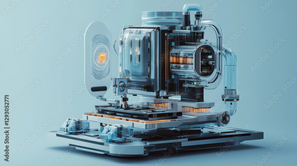 futuristic modular gadget with transparent components and glowing elements, showcasing advanced technology and intricate design futuristic modular gadget with transparent components and glowing elements, showcasing advanced technology and intricate design