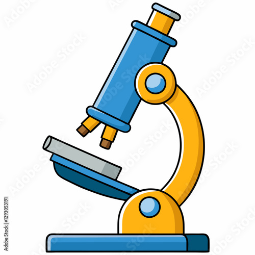 Microscope icon in bright colors showing scientific tool