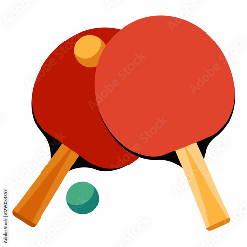 Ping Pong paddles and ball on a colorful background