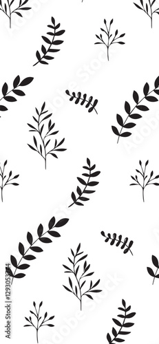 set of black silhouettes of leaves wallpaper