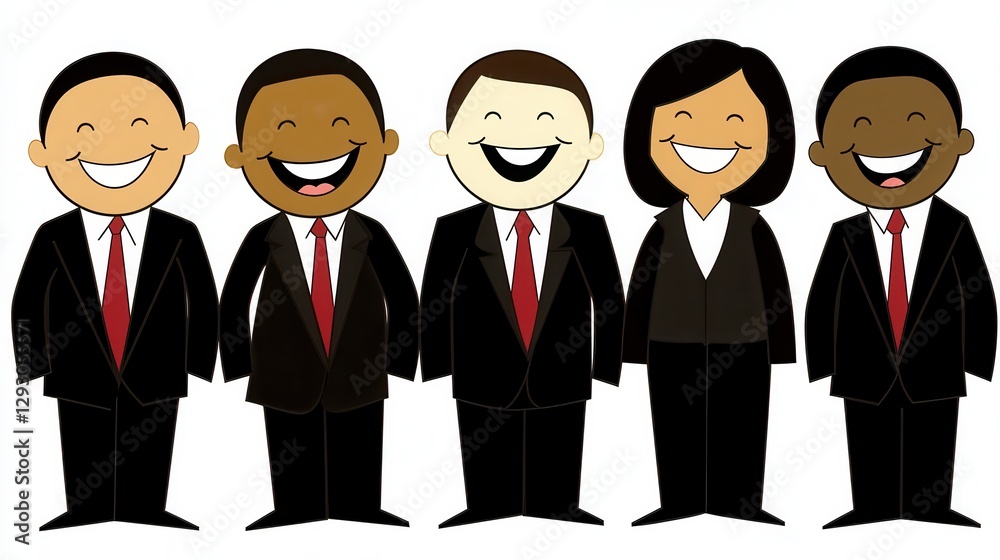 Happy Diverse Business Team in Suits Smiling Together Happy Diverse Business Team in Suits Smiling Together