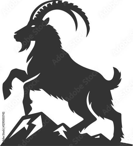 Goat with one hoof raised, ready to take a step animal vector silhouette