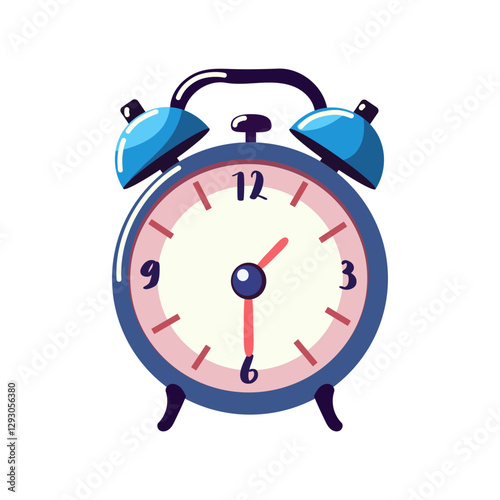 Ringing alarm clock. Wake up timer clock. Morning timer clock cartoon design. Ringing watch. Vector illustration.