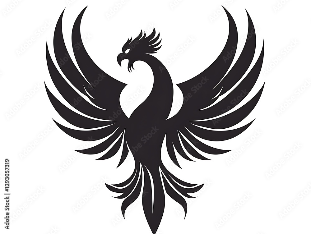 Fototapeta premium Black Phoenix Wings Spread Design