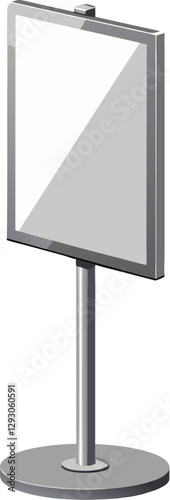Side view of an ad stand or blank advertising board. Mockup template of ad signage easel