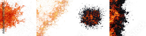 Dramatic Scenes of Fiery Bursts Blazing Flames and Explosive Ignitions   Powerful Pyrogenesis and Incandescent Sparks in an Intense Combustible Display photo