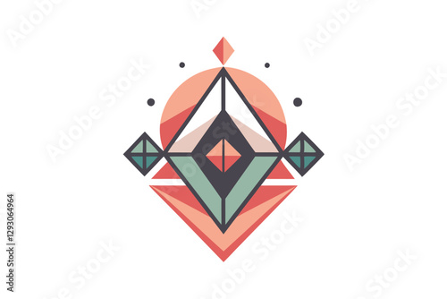 Stylish geometric shapes blend soft femininity with vibrant colors and sharp angles for a modern aesthetic, Geometric shapes with a touch of femininity, minimalist simple modern vector logo design