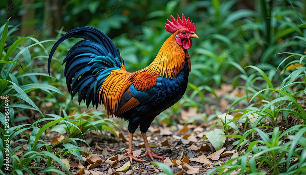 custom made wallpaper toronto digital Sri Lankan junglefowl stands proudly on the forest floor, surrounded by lush green grass