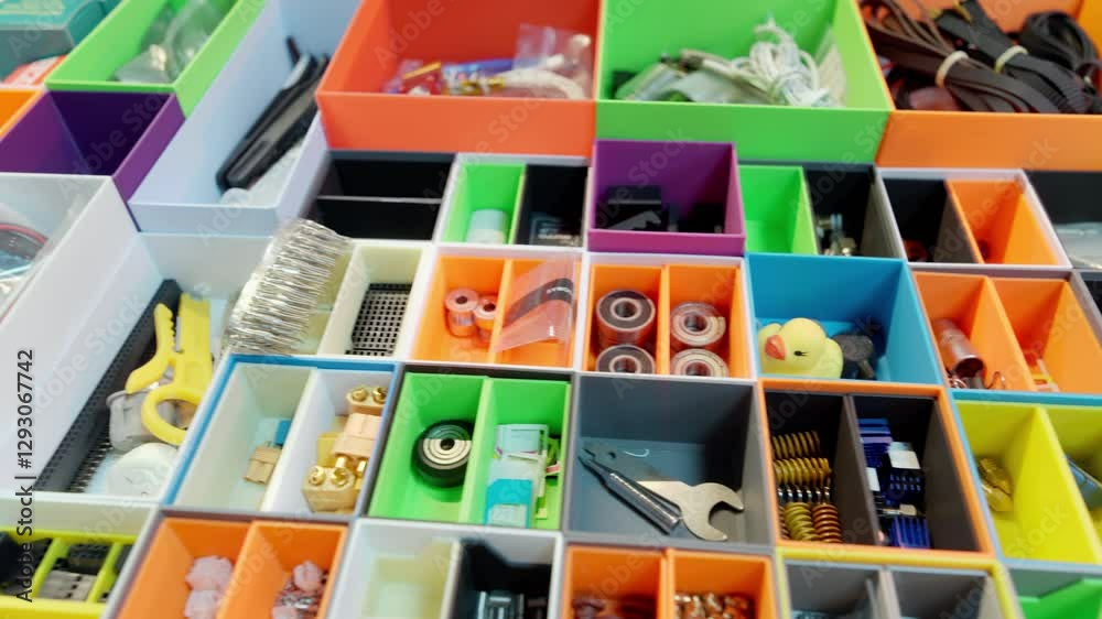 drawer with repair parts 3d printer colorful printed organized objects drawer with repair parts 3d printer colorful printed organized objects