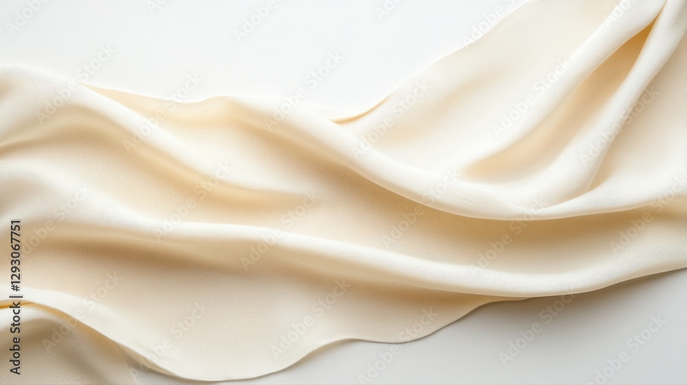 Obraz premium Elegant cream fabric with gentle folds, creating a soft and luxurious texture background.