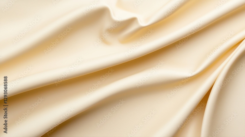 Naklejka premium Elegant cream-colored fabric folds, smooth texture background for luxury design and textile projects.