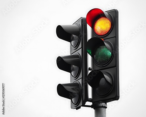 Traffic light showing amber and red