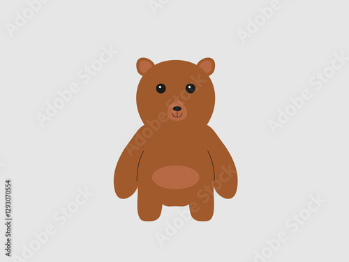 flat vector illustration of a brown bear standing upright