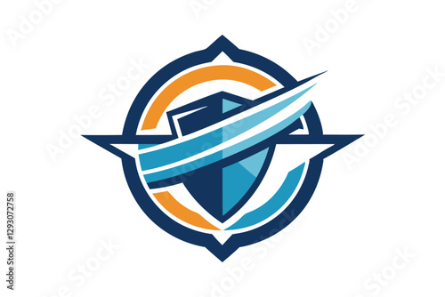 A modern logo design showcases a shield shape with dynamic lines and vibrant colors, evoking strength, Keep the design clean and uncluttered to ensure a strong, impactful logo