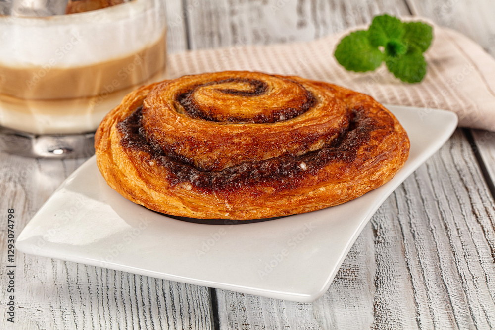 Homemade cinnabon swirl pastry with cinnamon Homemade cinnabon swirl pastry with cinnamon