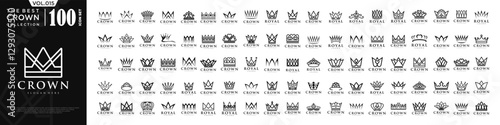 Crown icon set logo design. Crown sign collection. vector illustration