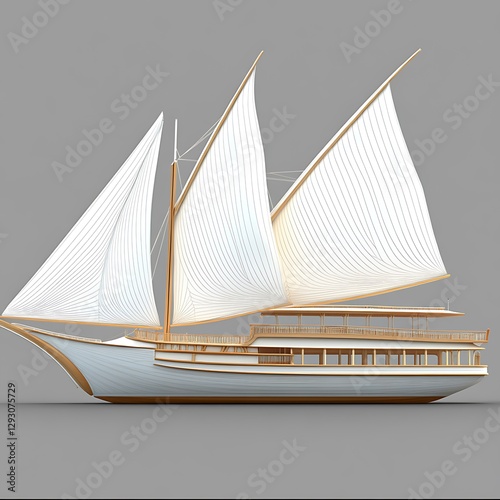 Arabian dhow sailing, digital render