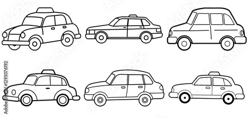 Taxi Outline Coloring Page Printable Line Art Drawing