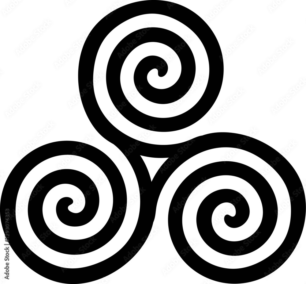 Triskelion Celtic Symbol, vector drawing, symbolising evolution, growth and balance between body, mind and soul. Tattoo Design, Wall art, poster, motivational symbol Triskelion Celtic Symbol, vector drawing, symbolising evolution, growth and balance between body, mind and soul. Tattoo Design, Wall art, poster, motivational symbol