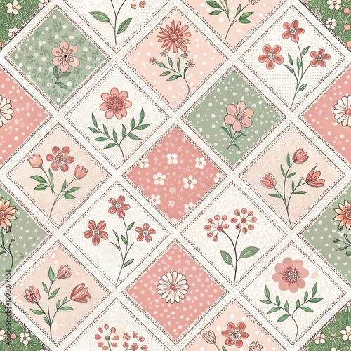 Seamless Floral Pattern Design Craft Projects Textile Art Soft Color Palette Aesthetic Appeal