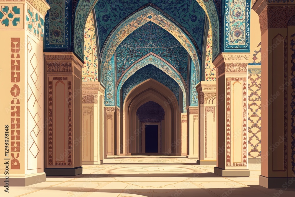 Obraz premium Archway of Splendor: A magnificent archway and intricate patterns and details within a building that represents cultural heritage and artistic design 