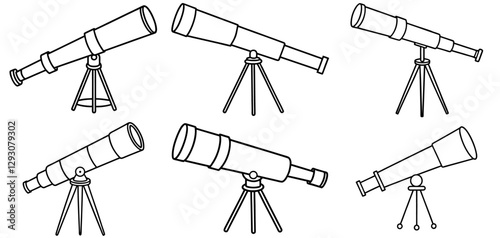 Telescope Outline Coloring Page Printable Line Art Drawing