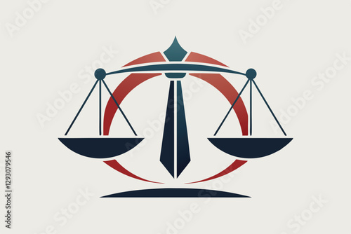 A striking depiction of justice scales emphasizes the concept of equity and balanced judgment in law, Modern interpretation of justice scales, minimalist simple modern vector logo design