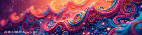 Vibrant, swirling paisley blur, repeating texture,  contemporary,  kaleidoscope,  wallpaper