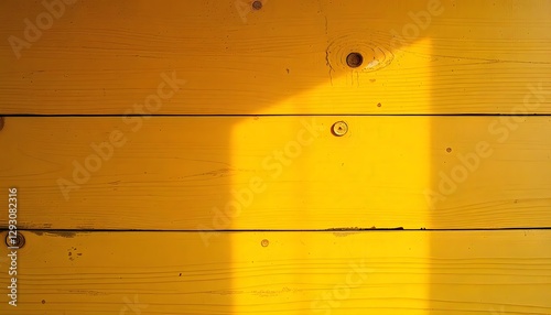 Bright yellow wooden planks with a shadow create a warm and inviting feel