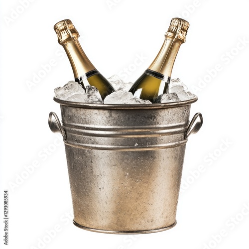 champion or beer bottle in a ice bucket