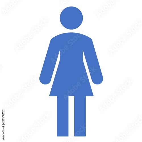 Woman flat icon. Vector blue symbol. Pictogram is isolated on a white background. Trendy flat style illustration