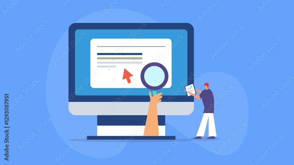 SEO concept. Search engine marketing, website ranking and organic web traffic report. Man with tablet analyzing performance data.