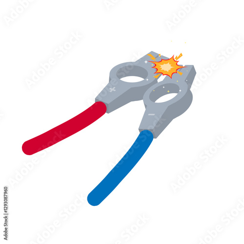 Short circuit of electricity. Terminals, vector illustration.