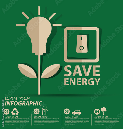 Energy saving concept. Save world vector illustration.